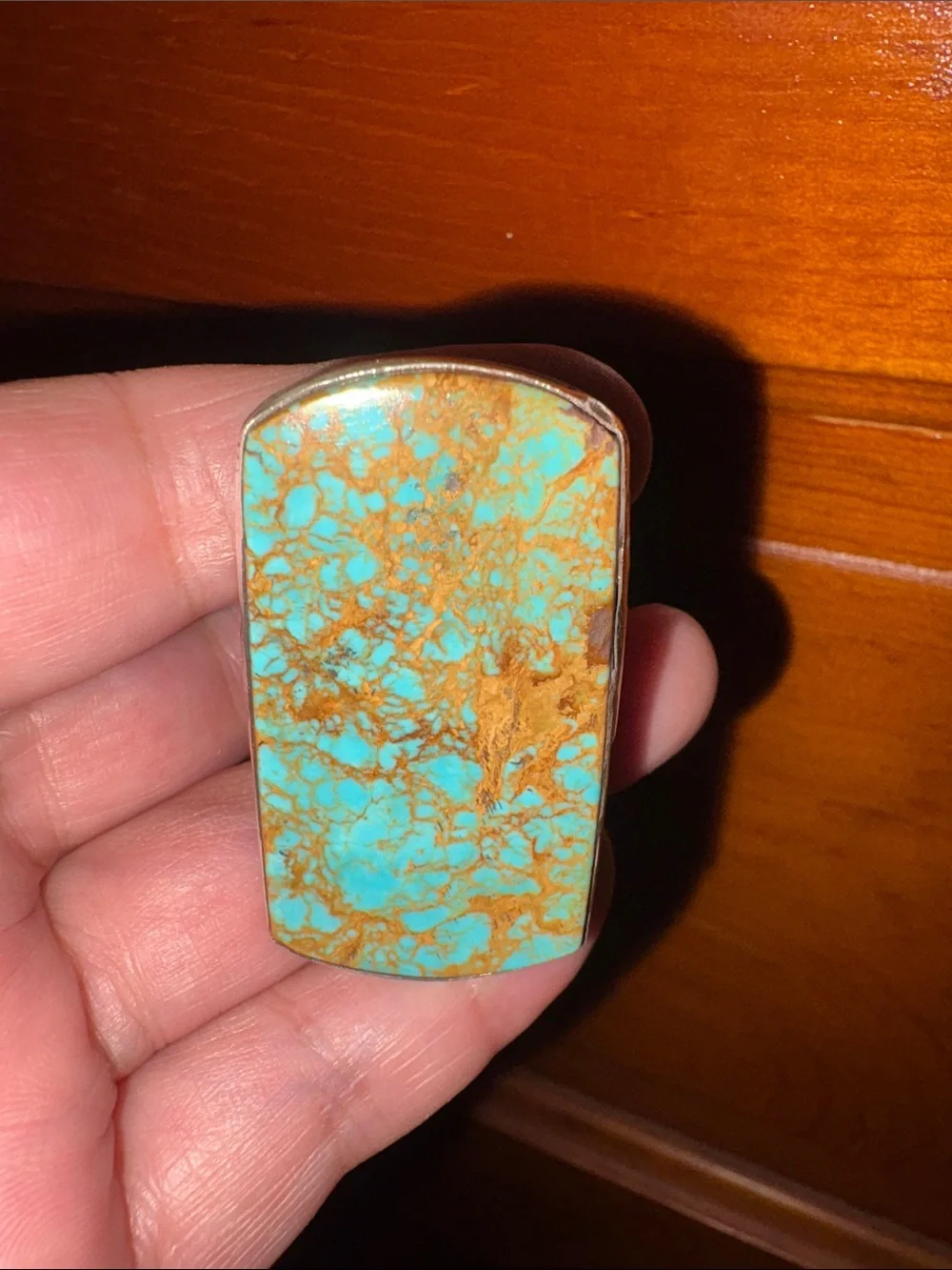 Turquoise and Brown Statement Stone Sterling Ring - Men Jewelry